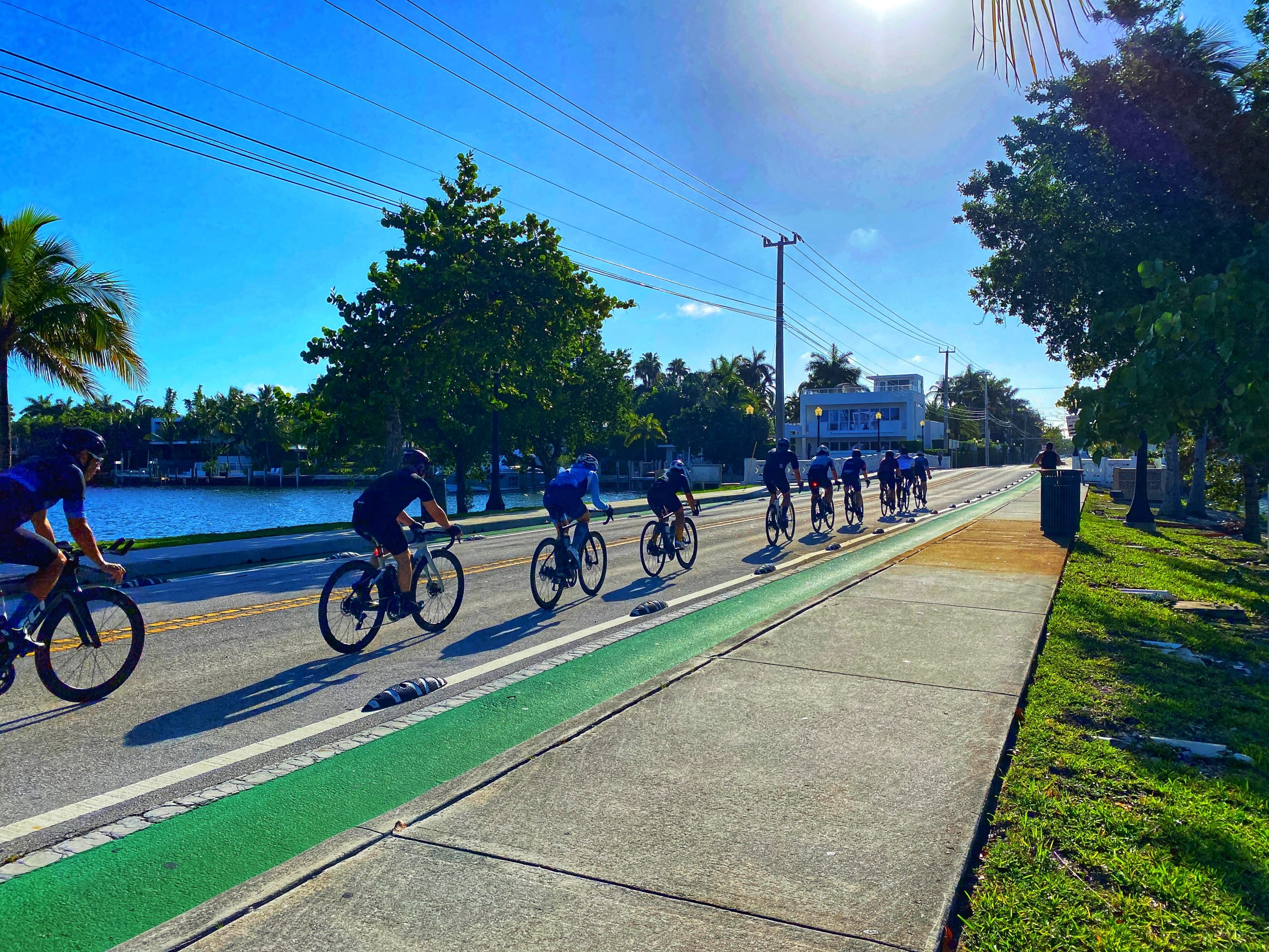 Sunday Morning Peloton on the Venetian Causeway